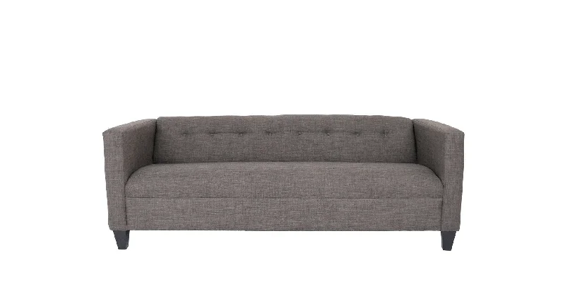 Sofa with thin cushions-Polyester Sofa With Black Legs - Charcoal