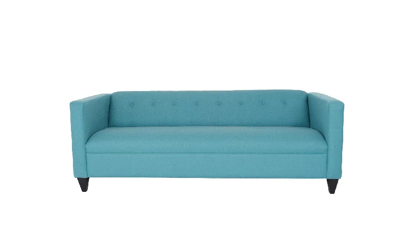 Sofa with discount codes-Polyester Sofa With Black Legs - Teal Blue