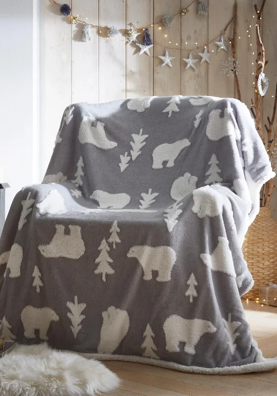 Woven jacquard throw blanket -Portfolio Polar Bear Sherpa Fleece Throw