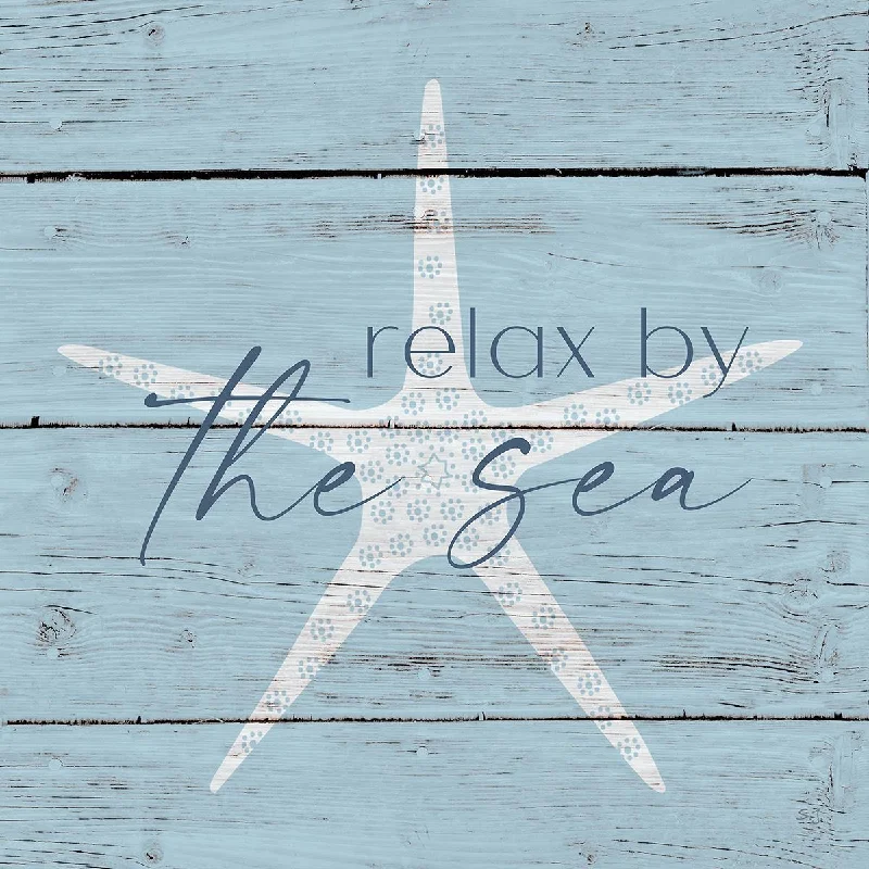 Wall Decor with sleek art-Relax By The Sea By Susan Jill (Framed) - Light Blue