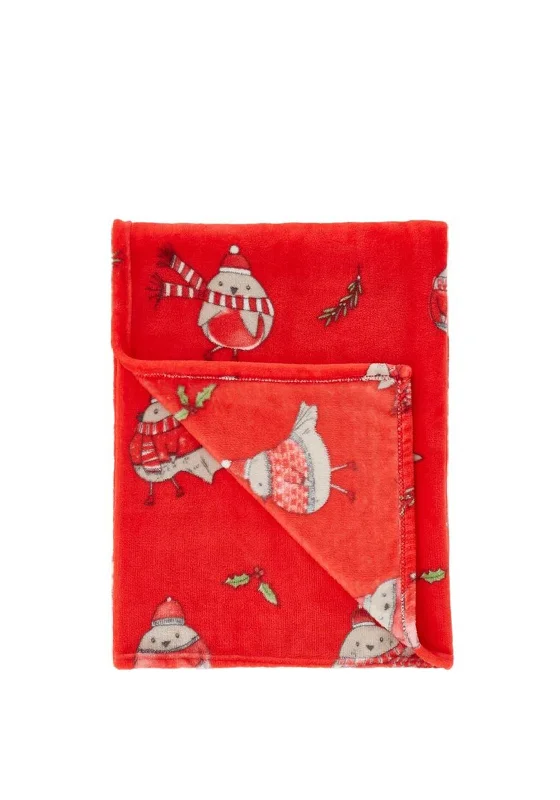 Luxurious oversized throw blanket -Catherine Lansfield Robins Cosy Throw, Red