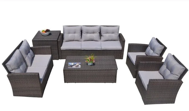 Sofa with seasonal offers-Six Piece Outdoor Metal Sofa Seating Group With Cushions - Brown