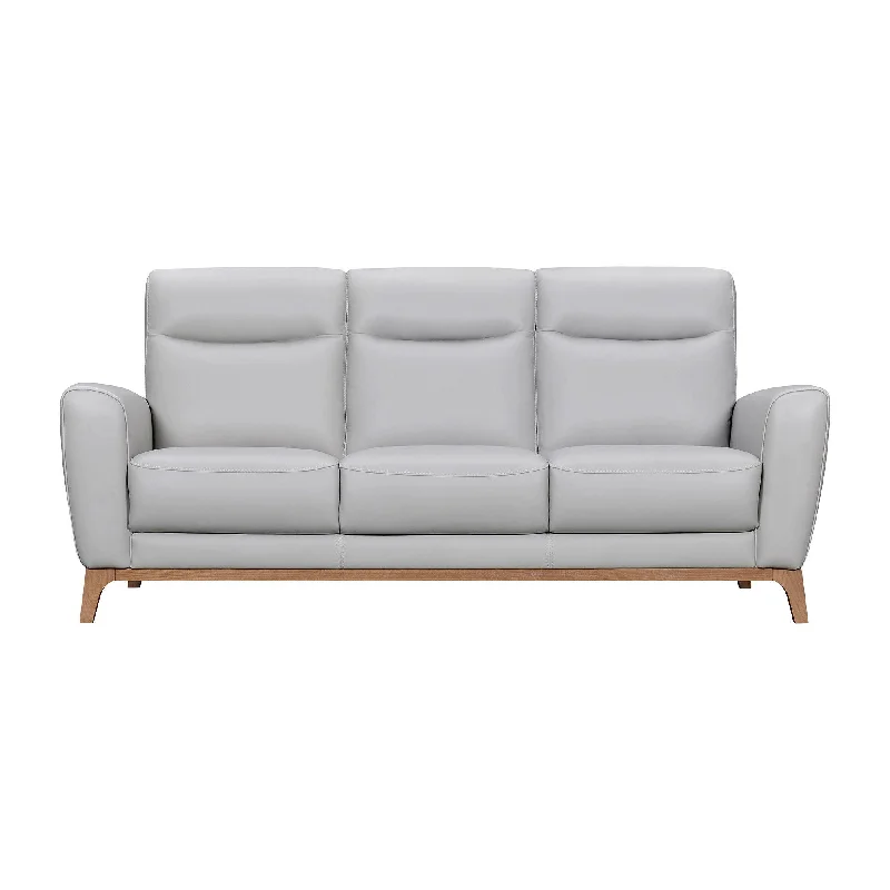 Sofa with charging station-Sofa Leather With Brown Legs - Gray