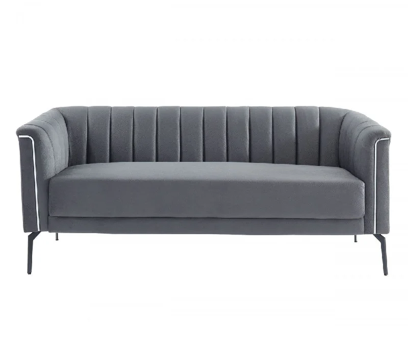 Sofa with open layout-Sofa With Silver Legs - Dark Gray