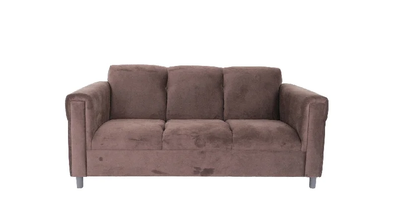 Sofa with high seat-Suede Sofa With Black Legs - Dark Brown