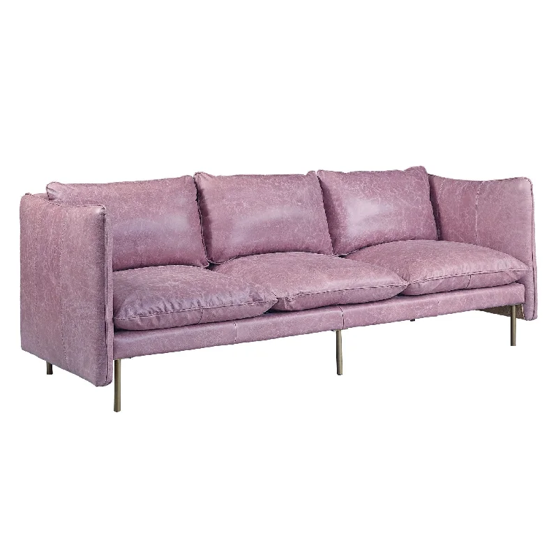 Sofa with Japanese style-Top Grain Leather And Black Sofa - Wisteria