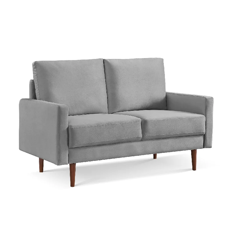 Sofa with corner fit-Velvet Loveseat - Gray / Dark Brown