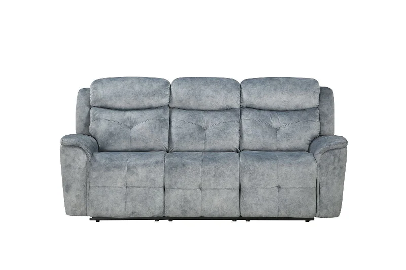 Sofa with factory direct-Velvet Reclining Sofa With Black Legs - Gray