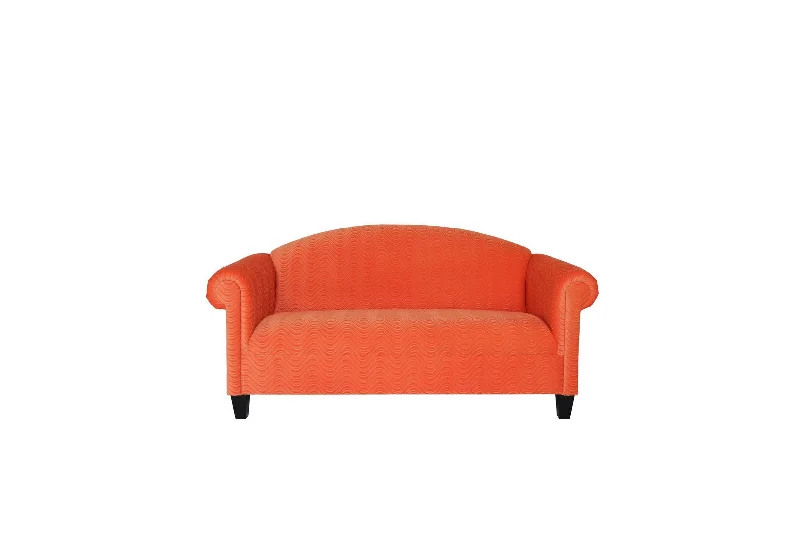 Sofa with narrow fit-Velvet Sofa With Black Legs - Orange