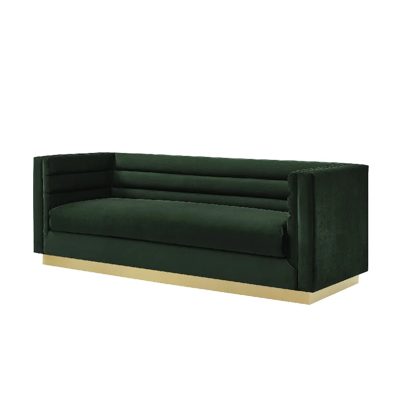 Sofa with birthday gift-Velvet Sofa With Gold Legs - Hunter Green