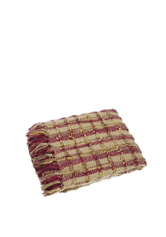 Quilted cotton throw blanket -Walton & Co Kelso Space Dyed Throw, Burgundy