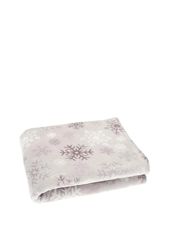 Boho chic throw blanket -Walton & Co Sparkle Snowflake Fleece Throw, Grey